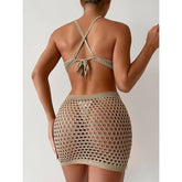 Criss Cross Openwork Knitted Cutout See - Through Beach Dress - Chic Summer Style
